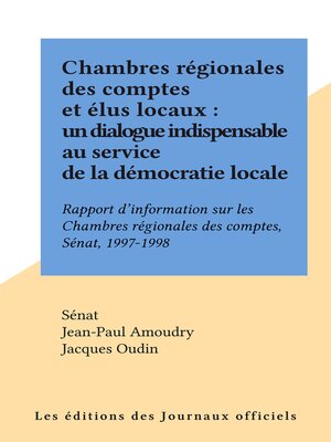 cover image of Chambres régionales des comptes et élus locaux